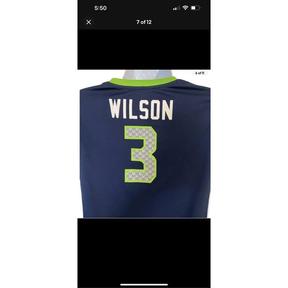 Seattle Seahawks Russell Wilson #3 Football Jersey Youth XL(14/16) Blue Vneck - Picture 5 of 10